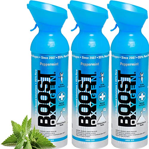 Ossigeno puro in bombole – MENTA PIPERITA, 18 L di ossigeno puro al 95%, flaconi trasportabili in confezione da 3 x 6 litri con più di 300 inalazioni.