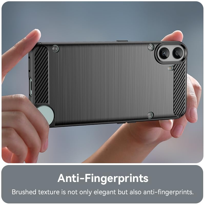 Image of NPRC Hybrid Ultra Slim Protective Case TPU Non-Slip Carbon Fiber Texture Shockproof Case Cover for CMF Phone 1 - Black