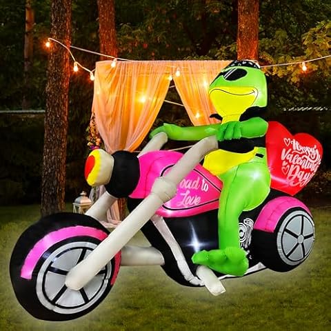 SEASONBLOW 7 FT Valentine's Day Frog on Motorcycle Inflatable Decoration Cover
