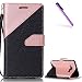 Produktbild EMAXELERS Samsung Galaxy J7 2016 Hülle Flip Glitzer Schale Brieftasche Standfunktion und Karte Halter Etui Kartenfächer Wallet Tasche Etui für Galaxy J710,Pink Triangle and Black