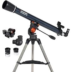 Celestron - AstroMaster 70EQ Refractor Telescope – Refractor Telescope for Beginners - Fully-Coated Glass Optics - Adjustable-Height Tripod - Bonus Astronomy Software Package