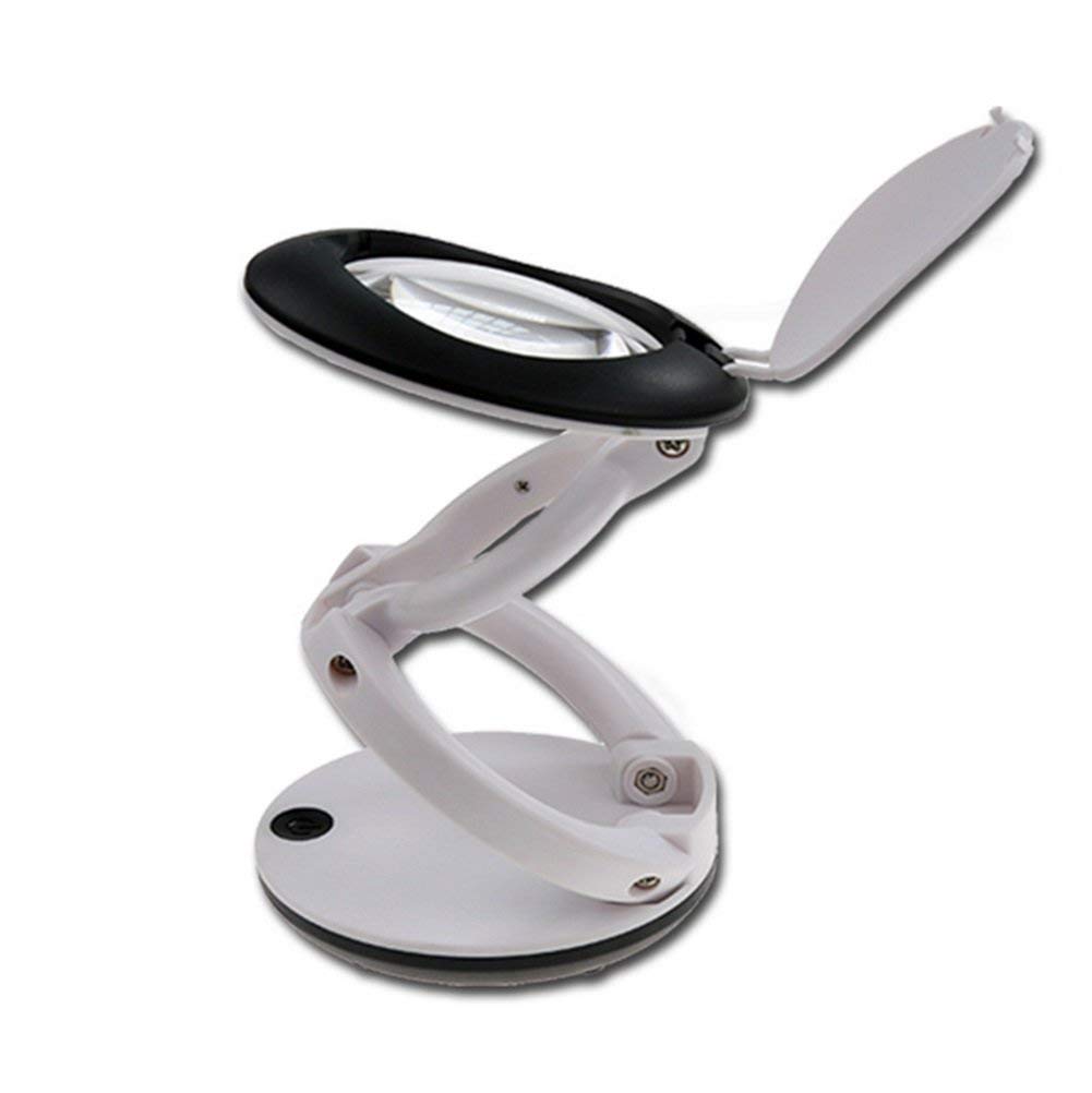 Vitre de grossissement mains libres pliable CRODY avec 3 lampes LED pour lecture