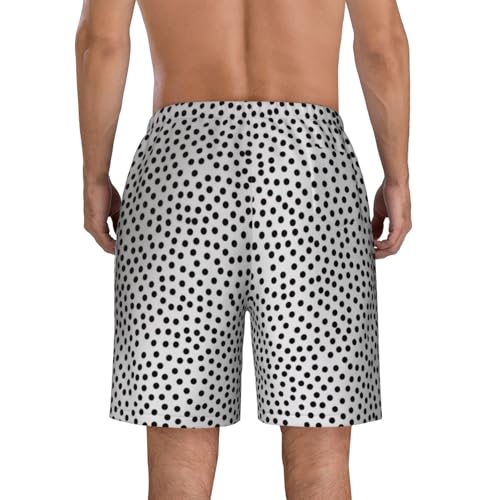 Black and White Dot Beach Short for Men Polyester Peach Skin Quick-Drying Trunks Pool Swimwear S-3xl4
