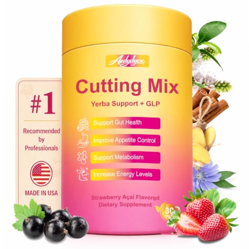 Cutting Drink Mix GLP-1 Drink Mix Support Dual Action Craving & Metabolism | Berberine Cinnamon Chromium 5-HTP Yerba Mate & Magnesium | Promotes Gut Health | Strawberry Flavor 30 Sticks