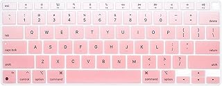 HRH Ultra Thin Silicone Keyboard Cover Skin for MacBook Newest Air 13.3" 13 inch 2020 with M1 Processor (Model A2337) Touch ID Accessories Protector-Ombre Light Pink