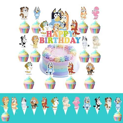 Ptydecta Adornos Tartas Cumpleaños Infantil,Decoración para tartas,Adornos de cupcakes para niños, Decoracion Tartas Cumpleaños (dog2)