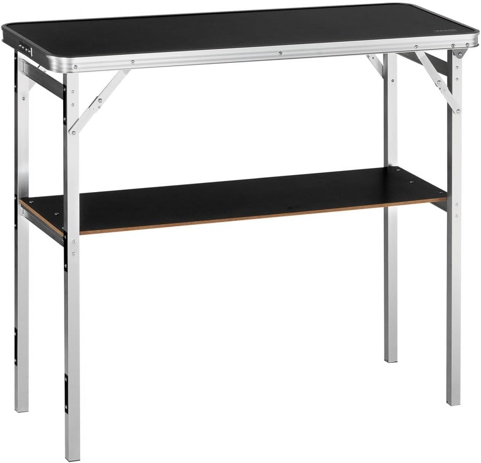 Folding Portable Bar Table with Carrying Case, Storage Shelf, and Black Skirt, 38.39" x 15.16" x 34.25", Ideal for Indoor, Outdoor, Party, Picnic, and Exhibition Use