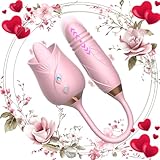 Sex Toys Rose Vibrator Dildo - 4IN1 Adult Toys for Women with 10 Tongue Licking & Thrusting Dildos G Spot Vibrators Anal Rose Sex Toy Clitoral Stimulator Licker for Female Couples