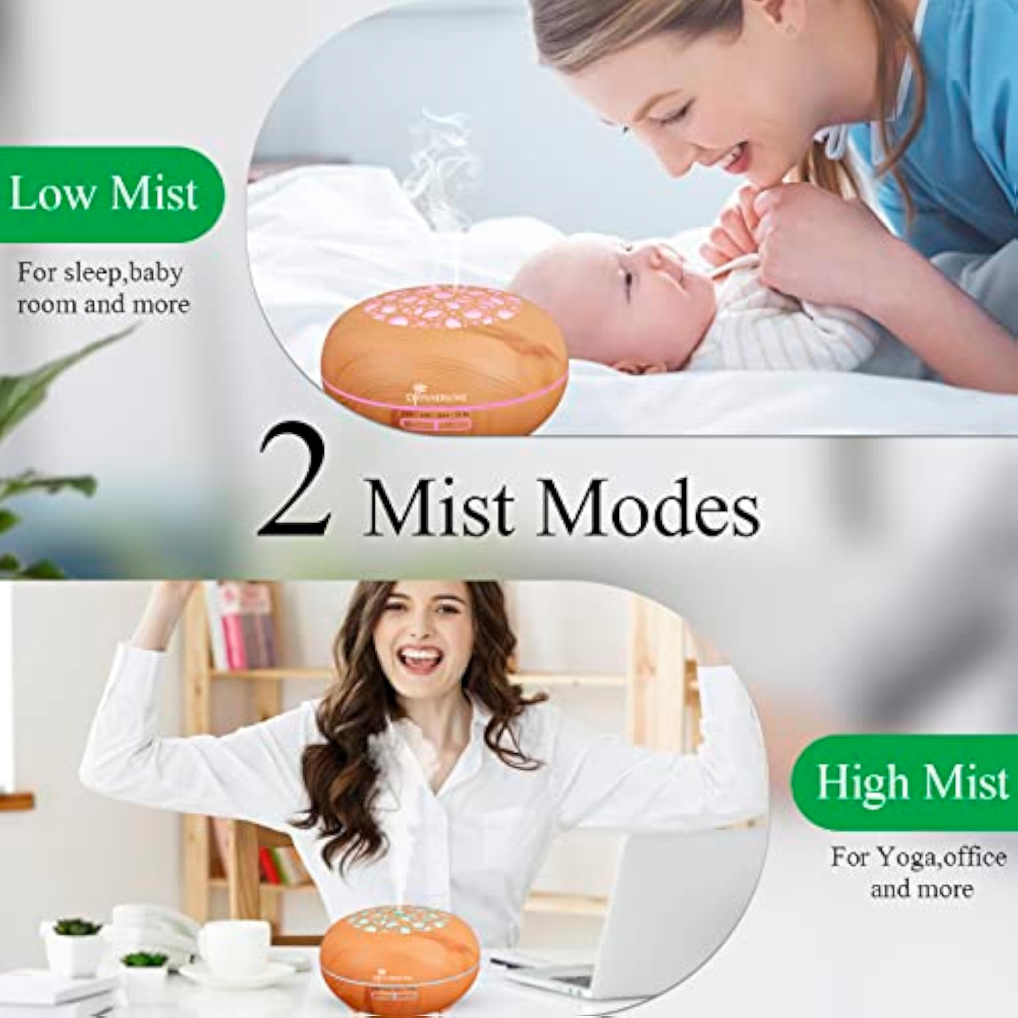 550ML Remote Control Essential Oil Diffuser, Wood Grain