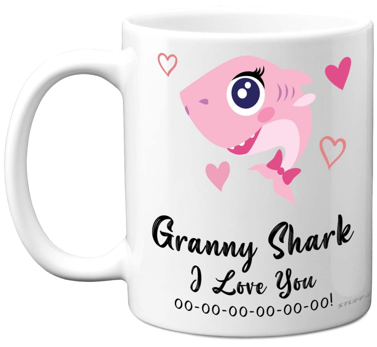 Stuff4 Granny Birthday Mug - Granny Shark - Birthday Gift from Granddaughter Grandson, Happy Gran from Toddler Baby, Christmas Tea Coffee 11oz Ceramic Dishwasher Safe Mugs Cup