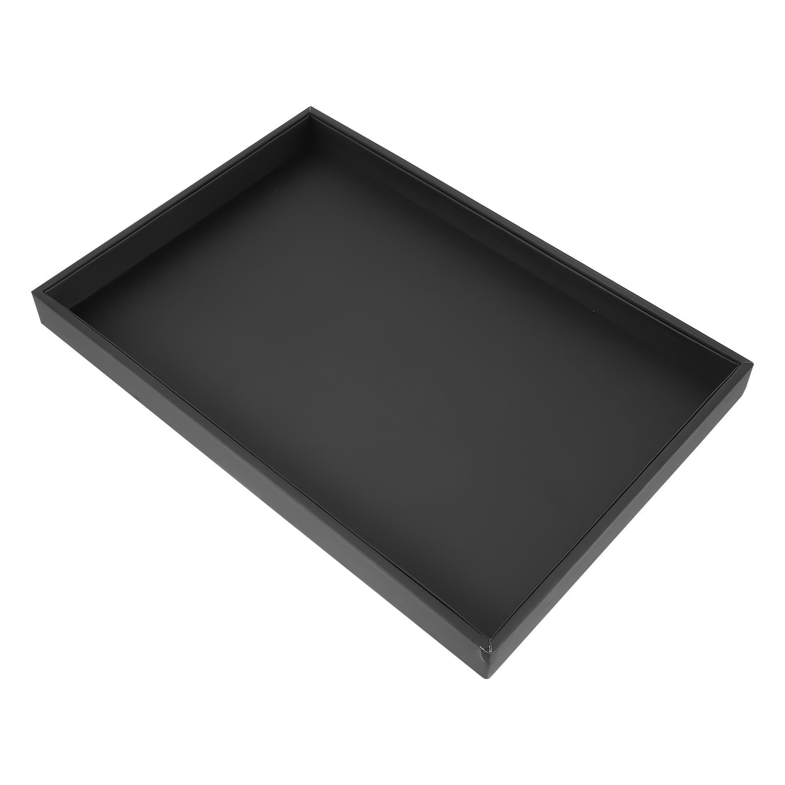 Kichvoe 4 Piezas Bandeja de Joyería Sencilla Negra, Placa de Escritorio