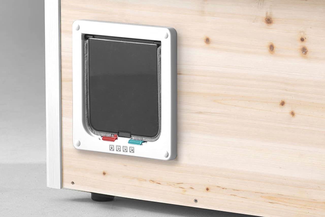 Katzenhaus mit Katzenklappe, isoliert & wetterfest – Outdoor Katzenhütte aus Holz mit Styropor-Isolierung, Lüftung & abnehmbarem PVC-Dach