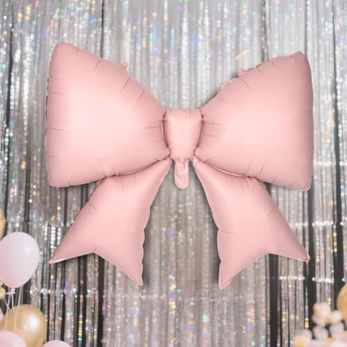 Image of 4Pcs Giant Bow Balloons, 97.5cm /38in Big Elegant Coquette Theme Balloons for Birthday Wedding Engagement & Party Large Decorations Bridal & Bachelorette Supplies (Pink)