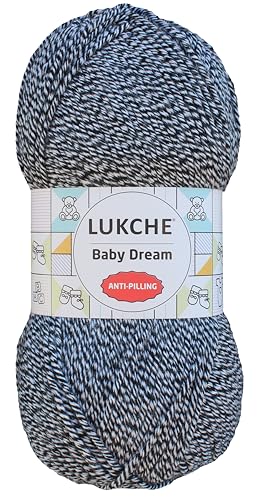 Image of Baby Dream Soft Yarn - 100% Acrylic, Premium Anti-Pilling, 3.5 oz (100g), 273 yds - Soft Yarn for Crochet and Knitting Projects (Black - White, 1 Skein)