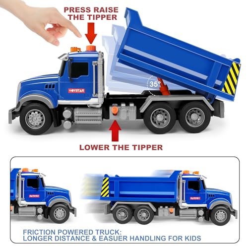 Image of Dwi Dowellin Toddler Trucks Toys for Boys Age 3-5,Big Dump Truck with Lights and Sounds,Kids Boy Toys Christmas Birthday Gift Car