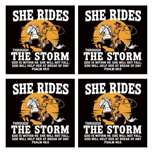 She Rides Through The Storm Psalm 465 Iron on Patches for Hats 5pcs