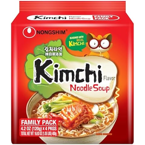 Nongshim Gourmet Kimchi Instant Ramen Noodles, 16 Pack, Rich Kimchi Broth, Sauce Packet with Kimchi, Premium Microwavable Ramyun Soup Mix Cover