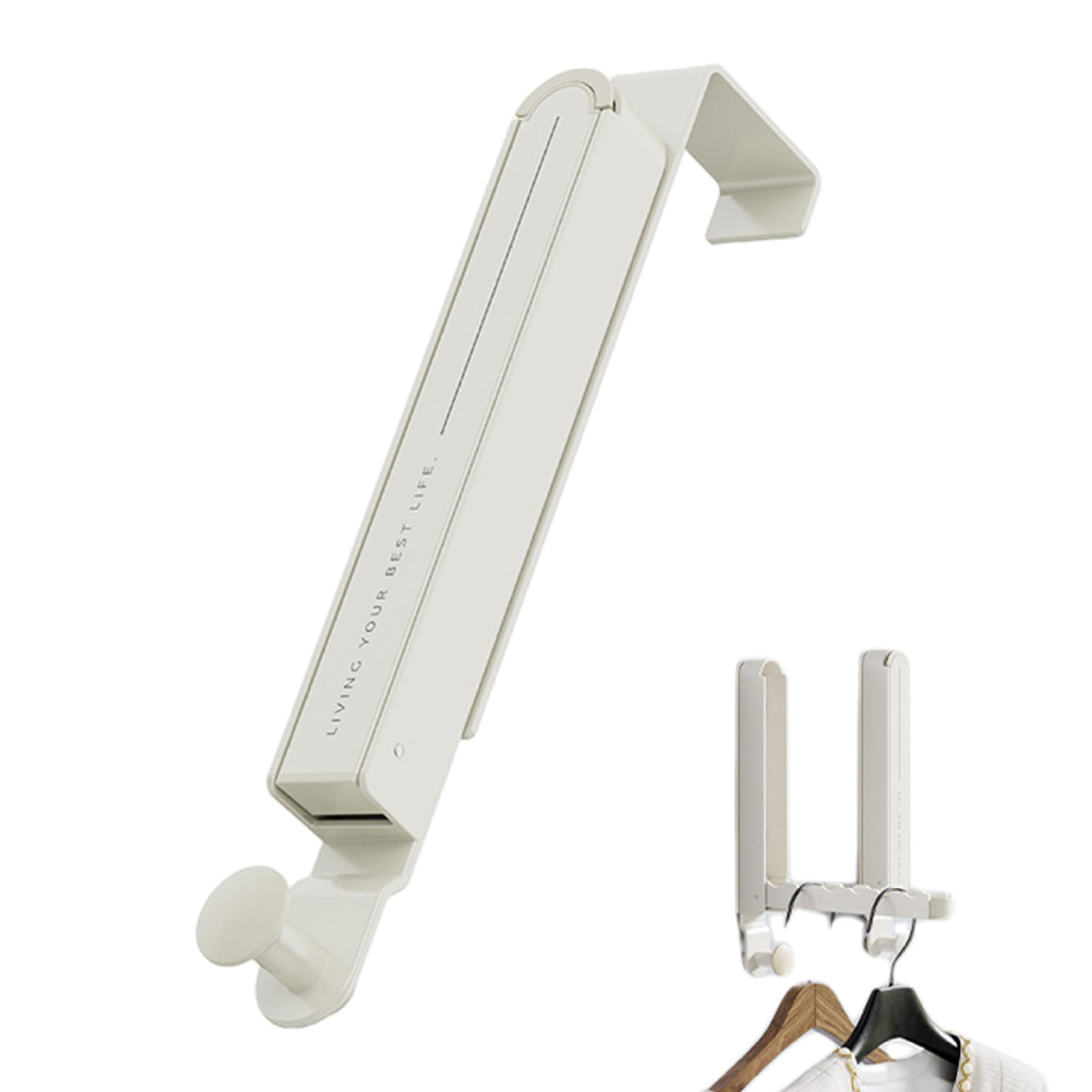 Cnafgbgg White Over The Door Drying Rack, Retractable Foldable Over The Door Clothes Hanger With 6 Groves, Portable Clothing Drying Rack For Towel, Coat, Bag..