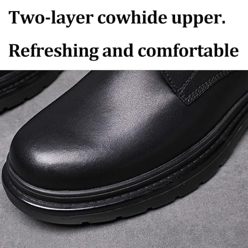 Men's Leather Lace up Platform Dress Oxfords Comfortable Round Toe Non Slip Lug Sole Low Heel Derby Shoes for Business Evening Work Shoes2