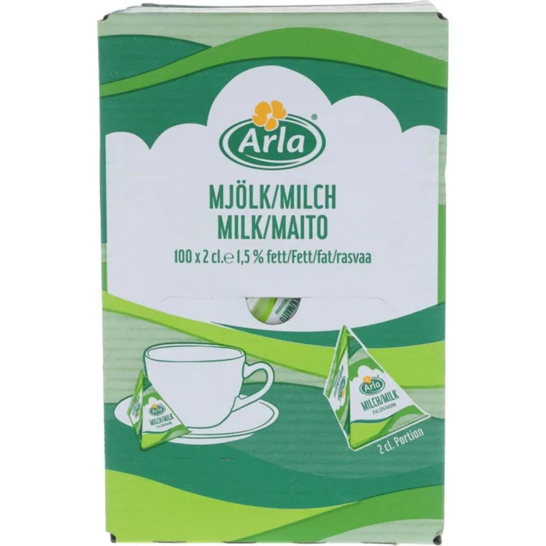 Arla Milch fettarme H-Milch-Portion 1,5% Fett, in Tassenportionen, je 20ml, 200 Stück