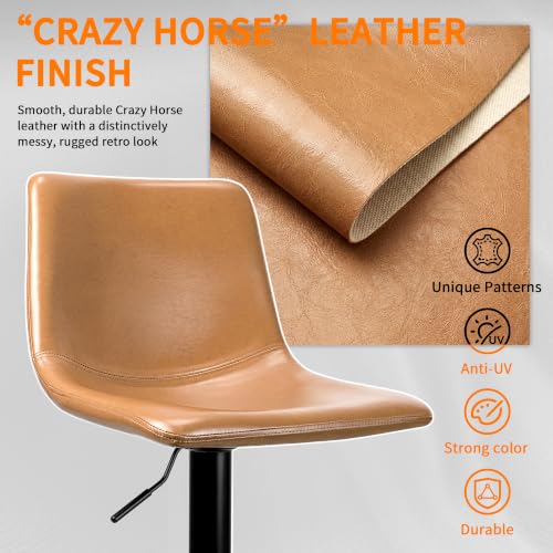 Image of Waleaf Adjustable Bar Stools Set of 4, Modern Faux Leather Swivel Barstools