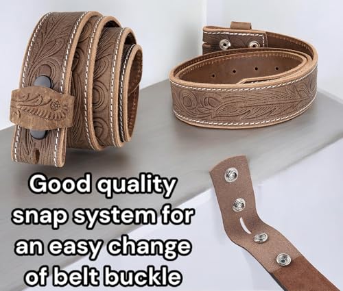 Image of F&L CLASSIC Western Belt without buckle for men - Full Grain Leather Cowboy Belts for jeans - One Piece Leather strap belt