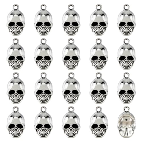 DICOSMETIC 30Pcs Skull Charms Antique Silver Skeleton Head Charms Gothic