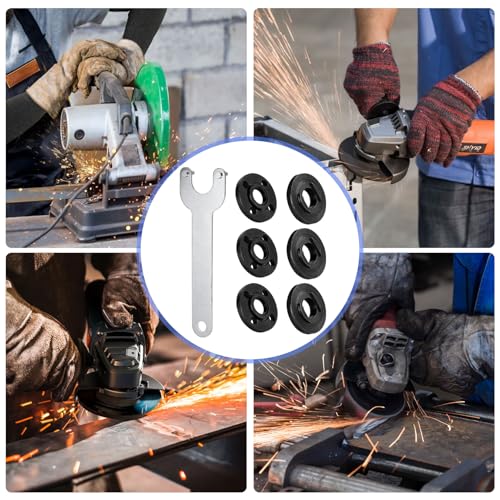 7 PcsLlave Amoladora, 125mm Llave de ángulo de Brida, incluye 6 Tuercas de Amoladora Angular Bridas Interior y Exterior de Metal, Llave de Amoladoras Angulares Accesorios - imagen 6