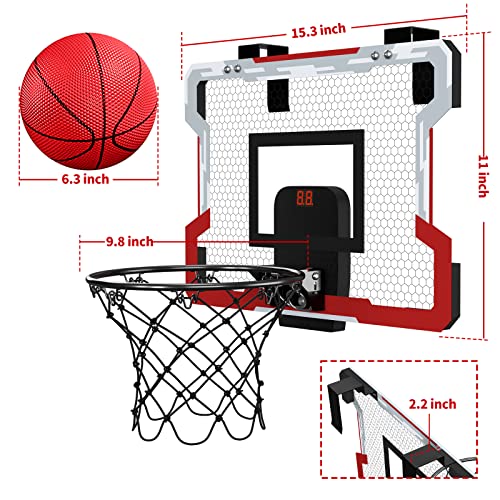 Qdragon Mini Basketball Hoop With Scoreboard, Over The Door Basketball Hoop Indoor, With 3 Balls/Inflator/Breakaway Rim, Basketball Toy Gifts For Kids/Adults/Boys/Girls, Red #TOP7