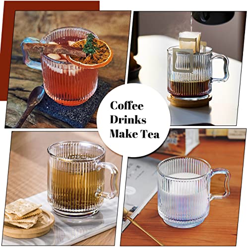 image for LETINE Iridescent Glass Coffee Mug with Lids (12.5 oz) - Insulated Cof