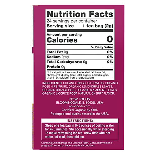 Now Foods Give A Tea™ Organic Heavenly Hibiscus Punch Tea, Caffeine-Free, 24 Bags, For Everyday Wellness (Pack Of 2) #TOP1