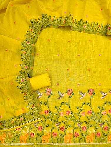 Image of DEVANGI Women's Jamdani Cotton Unstitched Suit & Dupatta Material