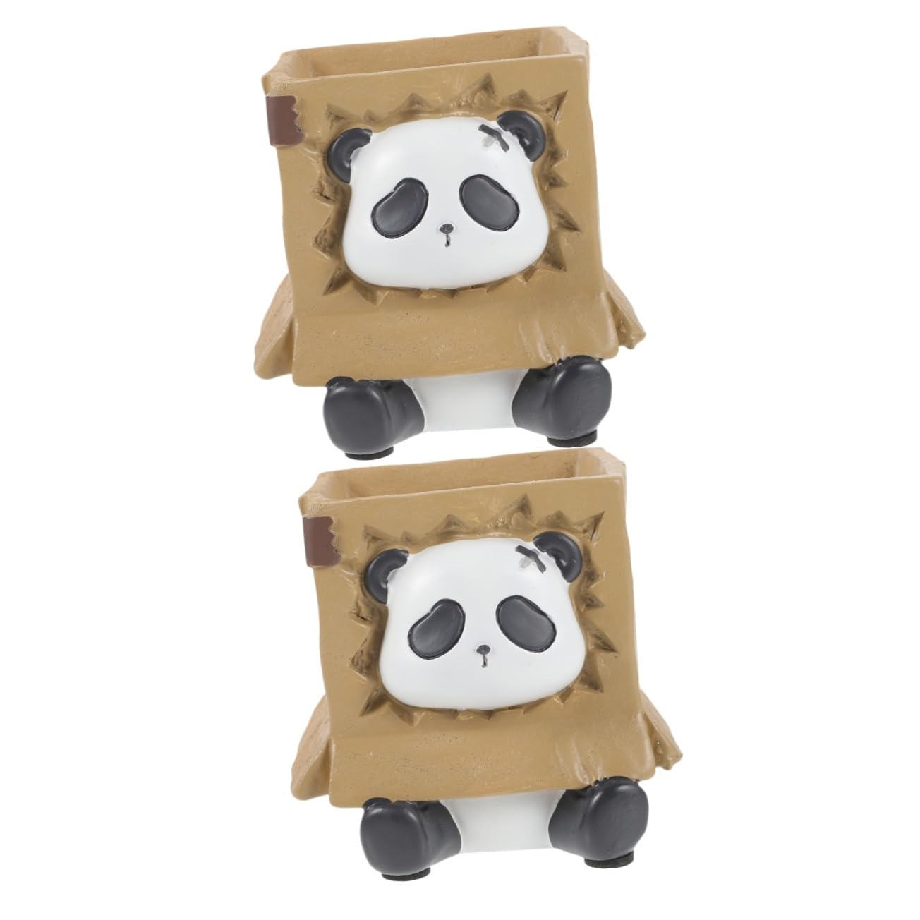 SHINEOFI 2piezas Organizador De Lápices De Maceta Suculenta Divertida Para Escritorio Soporte Para Bolígrafos Diseño De Panda Decoración De Oficina y Hogar