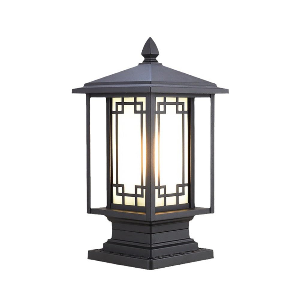 GTHTUHFD Matte Black Post Cap Lights, Frosted Glass Column Lighting, Outdoor Street Lamp For Walkway, Driveway, Patio, Porch,Height:18.5inch/47cm