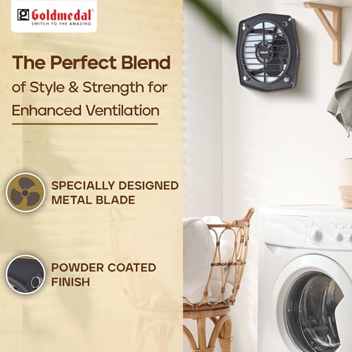 Image of Goldmedal Rapido 150 MM Exhaust Fan | Strong Air Suction | 2050 RPM | High Air Delivery Exhaust fan | Suitable for Kitchen, Bathroom and Office | (Cutout Size: O150 mm)- Grey
