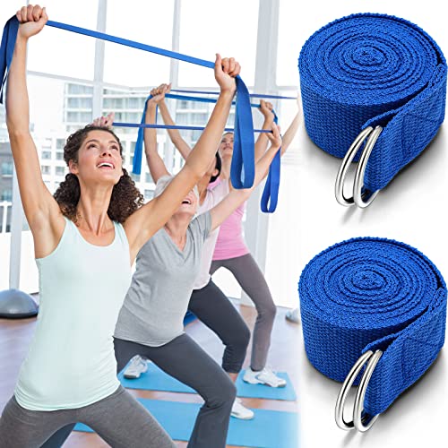 6 Pcs Yoga Strap For Stretching 8 Ft Yoga Exercise Adjustable Straps Yoga Bands With Safe Adjustable D Ring Buckle For Pilates Gym Workouts Yoga Fitness Improves Sitting Posture (Royal Blue) #TOP6