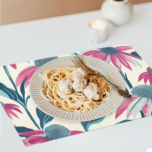 Sets de table rétro de qualité supérieure en PVC tissé esthétique x6 - 8