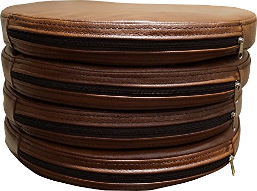 Quattro Meble Runde Echtleder Sitzkissen Braun Lederkissen Sitzpolster fur Barstuhl Barhocker Sessel Stuhle Bank doppelt genähtes Echt Leder Kissen Sitzauflage Auflage (Durchmesser 40 cm)