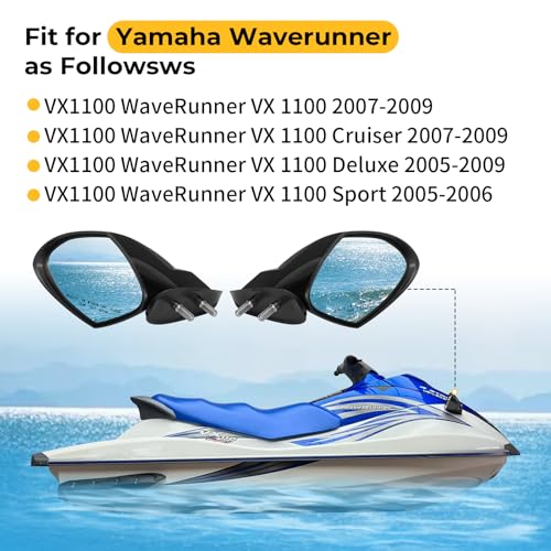 Image of M MATI F1S-U596B-10-00 F1S-U596C-10-00 Side Mirror Set for Yamaha Waverunner VX1100 VX 1100 Cruiser Deluxe Sport 2005-2009