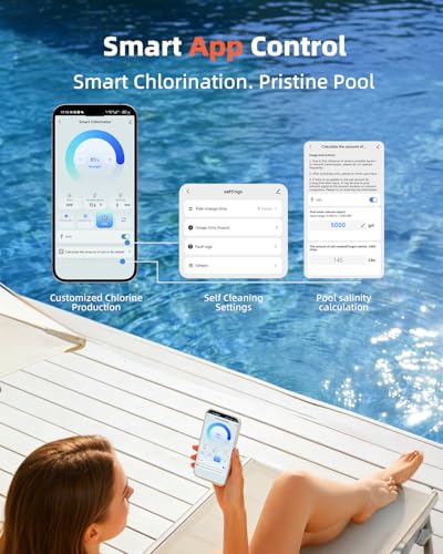 Dwwce Smart Saltwater Pool Chlorinator System 15000 Gallons, Salt Chlorine Generator Above Ground Pool with APP Control, Salt Cell for Inground Pool, USA Titanium Cell - Thumbnail 3