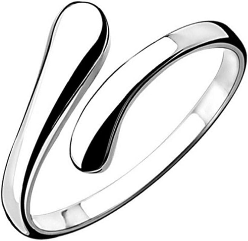 KFRS Women's 925 Sterling Silver Simple Open Adjustable Rings
