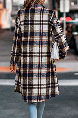 Image of PRETTYGARDEN Womens Plaid Shacket Jacket Flannel Shirts