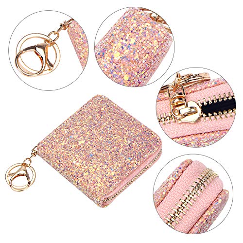 Geead Small Glitter Wallet For Women Girls Mini Coin Purse Pouches With Key Ring #TOP4