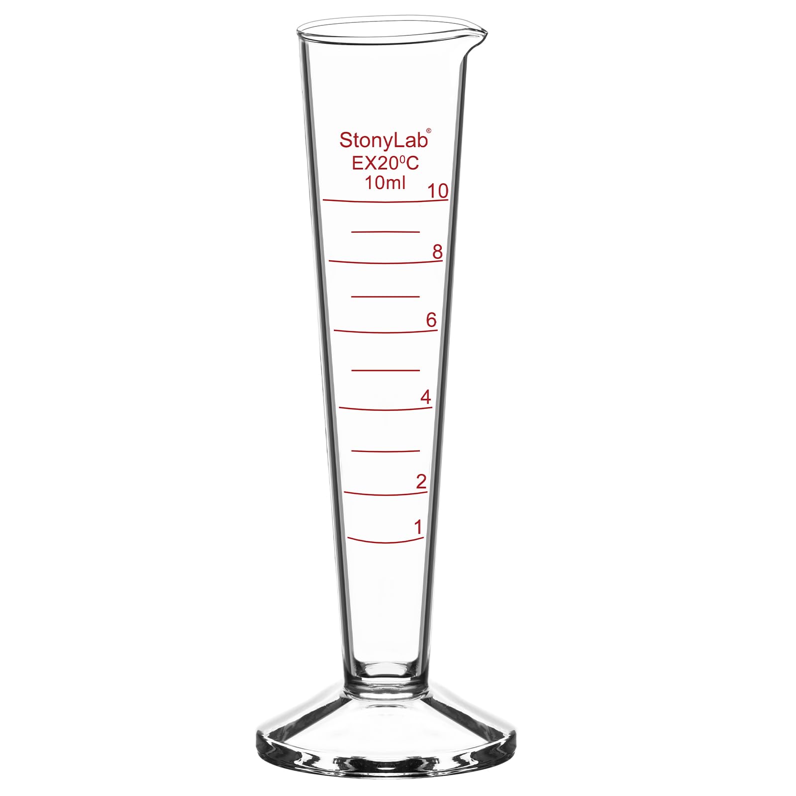 Cylindro Graduado de Vidrio Borosilicato 10 ml Boca Ancha Pico Vertedor