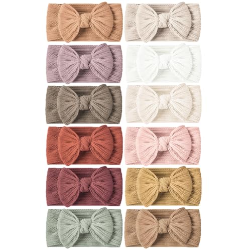 Image of Niceye Baby Girls Headbands with Bows Handmade Hair Accessories Stretchy Hairbands for Newborn Infant Toddler