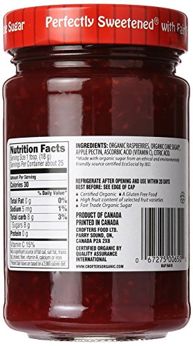 Crofters Fruit Spread Organic Seedless Raspberry, 16.5 Oz Jar #TOP1