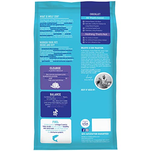 Solid Gold Large Breed Puppy Food - Made with Real Bison, Oatmeal & Pearled Barley - Wolf Cub Whole Grain Puppy Food for Large Breed to Promote Healthy Growth and Balanced Nutrition