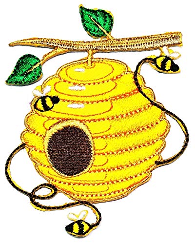 Umama Patch Set Of 3 Honeycomb Iron On Sew On Applique Patches Cute Honey Bee Bumble Yellow Cartoon Embroidered Badge Patch Decorative Repair Craft Costume Or Reward Gift #TOP2