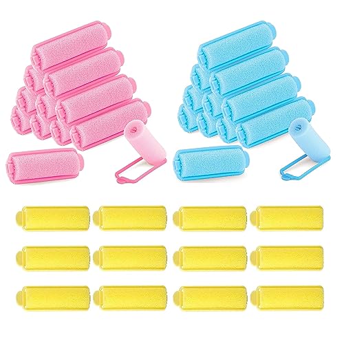 MEISO 36 Stück Schaum Schwamm Lockenwickler, 2 cm Haarrollen Weicher Schaumstoffschwamm Haarwickler, DIY Haarstyling Friseurwerkzeuge Haarwickler für Frauen und Kinder