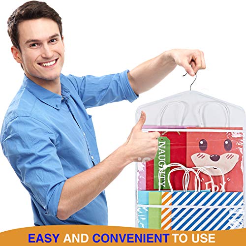 Propik Hanging Double Sided Gift Bag Storage Organizer With Multiple Front And Back Pockets - Organize Your Gift Wrap, Tissue Paper, And Paper Bags 38 X 16 Inch Pvc (White) #TOP4